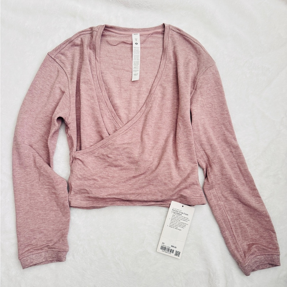 Lululemon BeCalm Wrap-Front Long-Sleeve Shirt/Heathered Porcelain Pink/ XS/ NWT - Picture 5 of 7